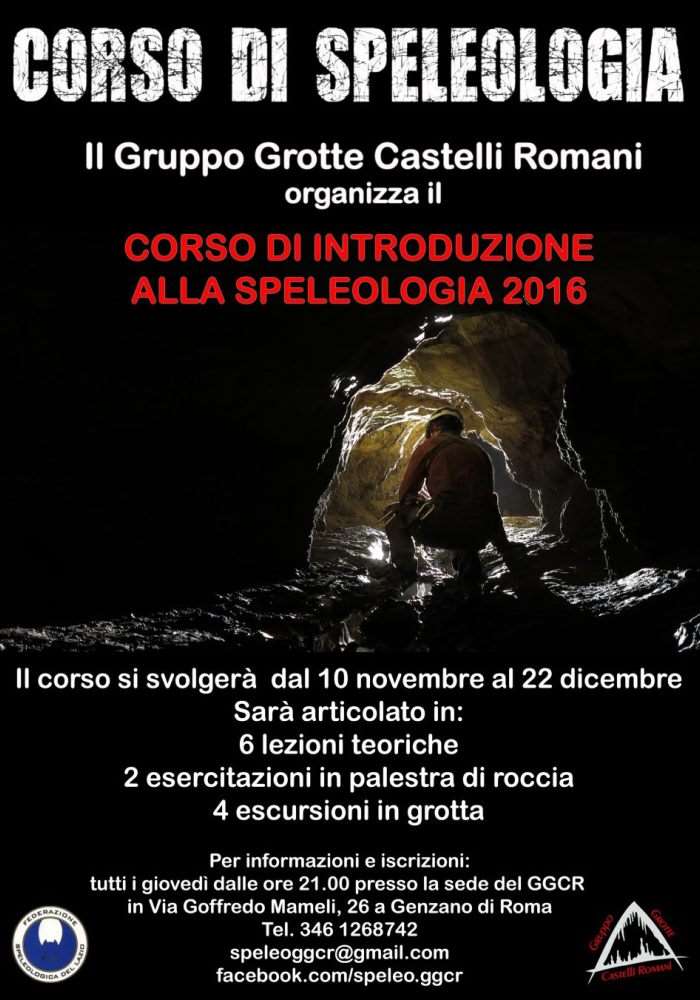 Corso di speleologia Gruppo Grotte Castelli Romani 2016