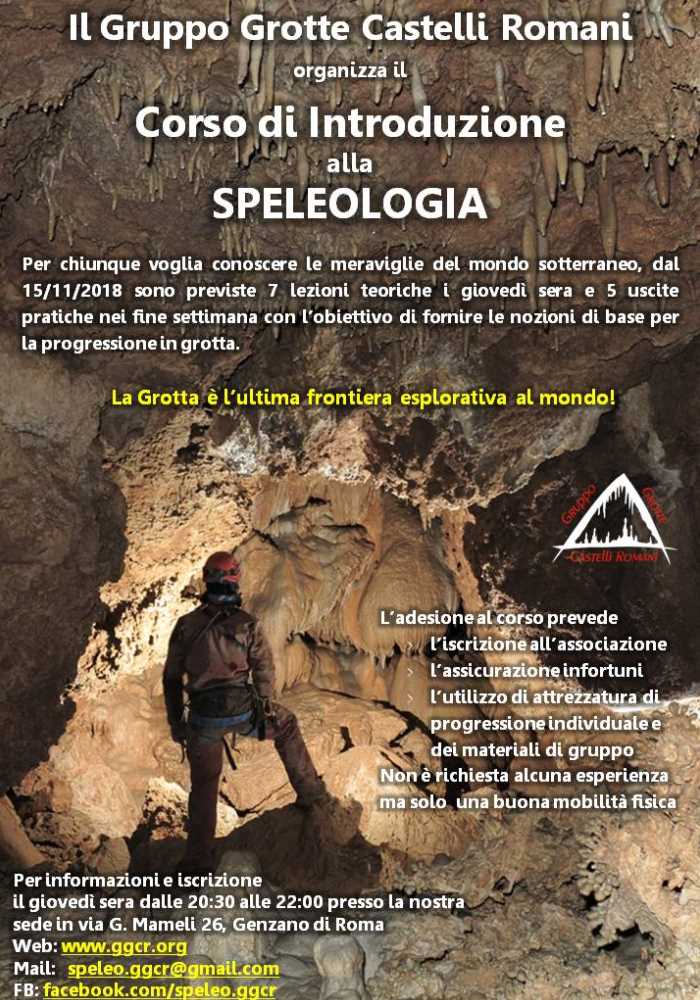 Corso di speleologia Gruppo Grotte Castelli Romani 2018
